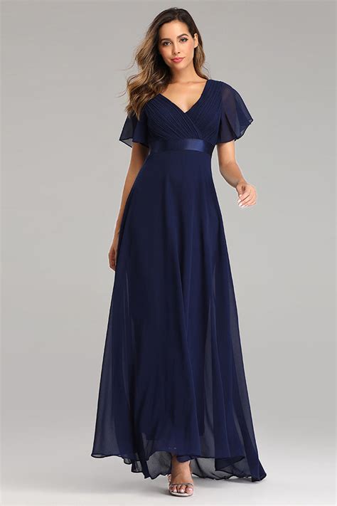 navy chiffon dress for wedding.